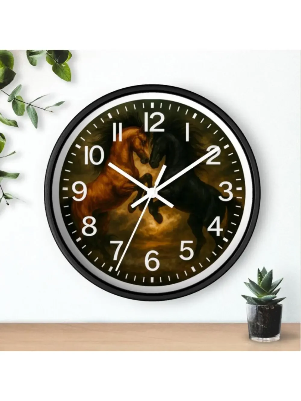 Horse's Horse Black Stallion Glow In The Dark Wall Clock New!